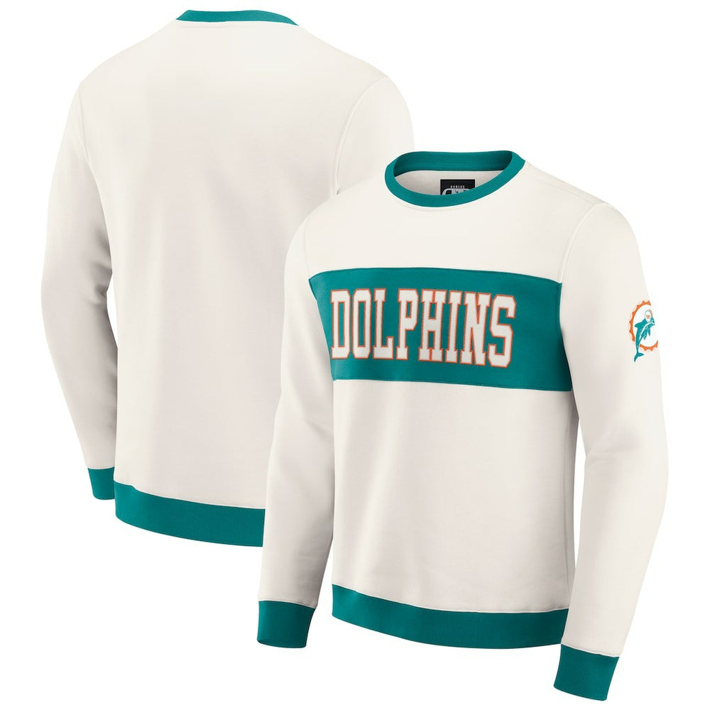 Miami Dolphins Darius Rucker Collection Colorblock Pullover Sweatshirt - Cream - Fanatics