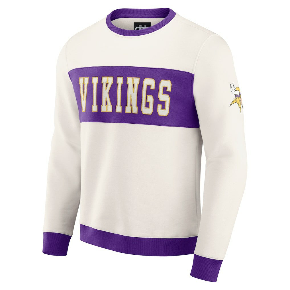Minnesota Vikings Darius Rucker Collection Colorblock Pullover Sweatshirt - Cream - Fanatics