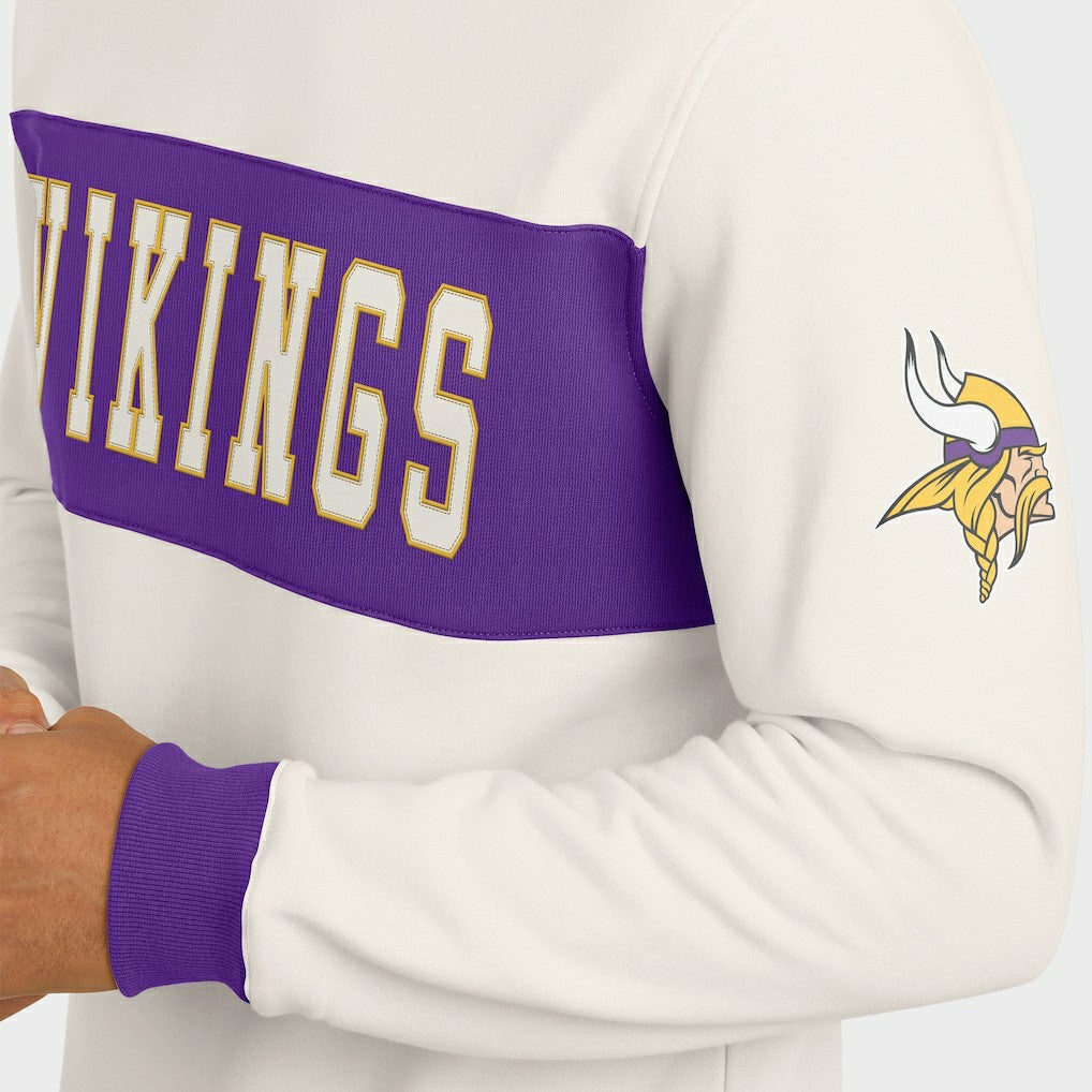 Minnesota Vikings Darius Rucker Collection Colorblock Pullover Sweatshirt - Cream - Fanatics