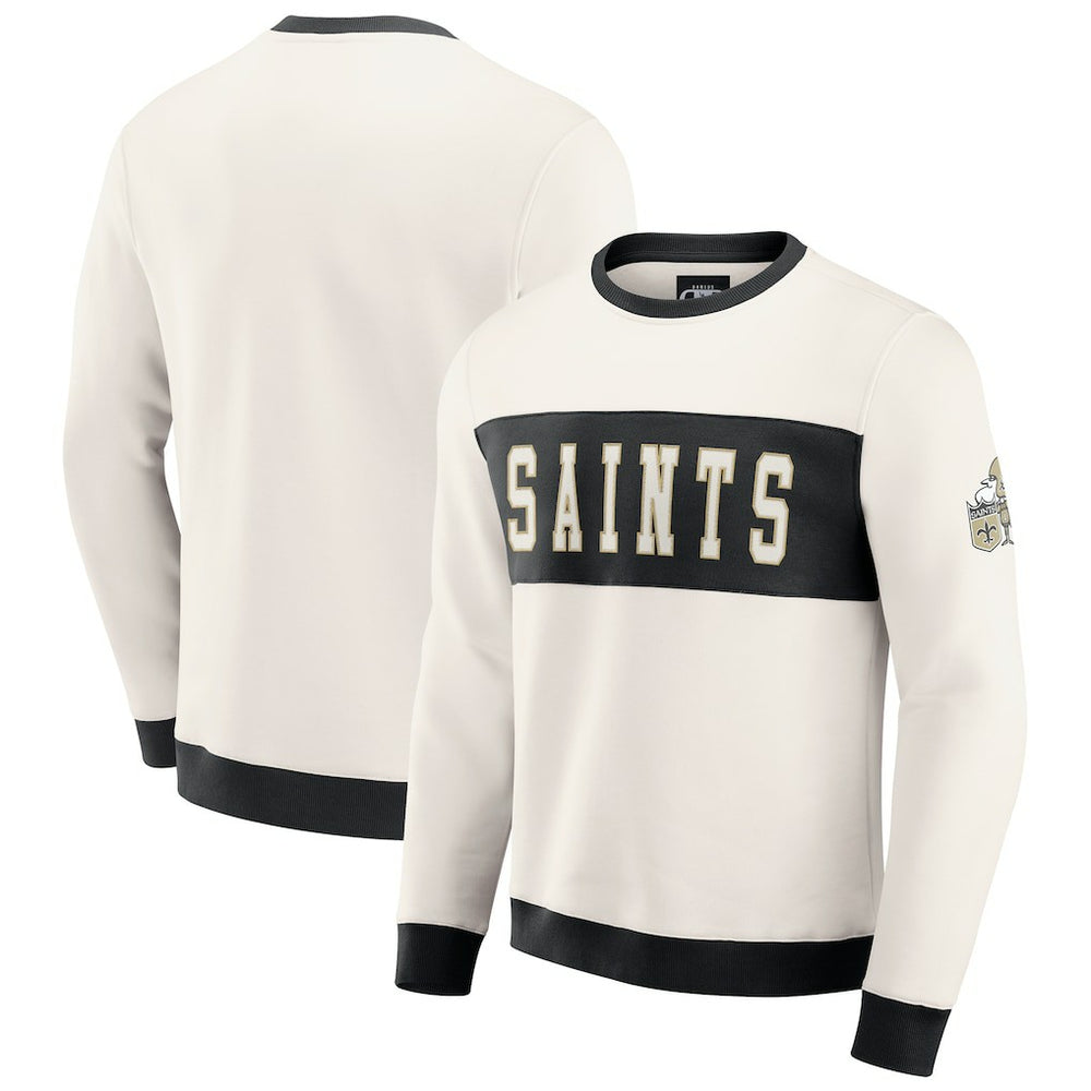 New Orleans Saints Darius Rucker Collection Colorblock Pullover Sweatshirt - Cream - Fanatics