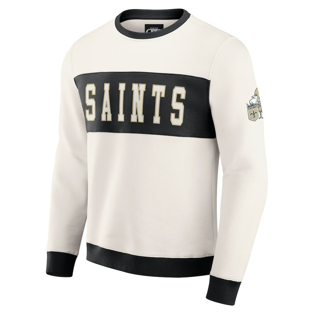 New Orleans Saints Darius Rucker Collection Colorblock Pullover Sweatshirt - Cream - Fanatics