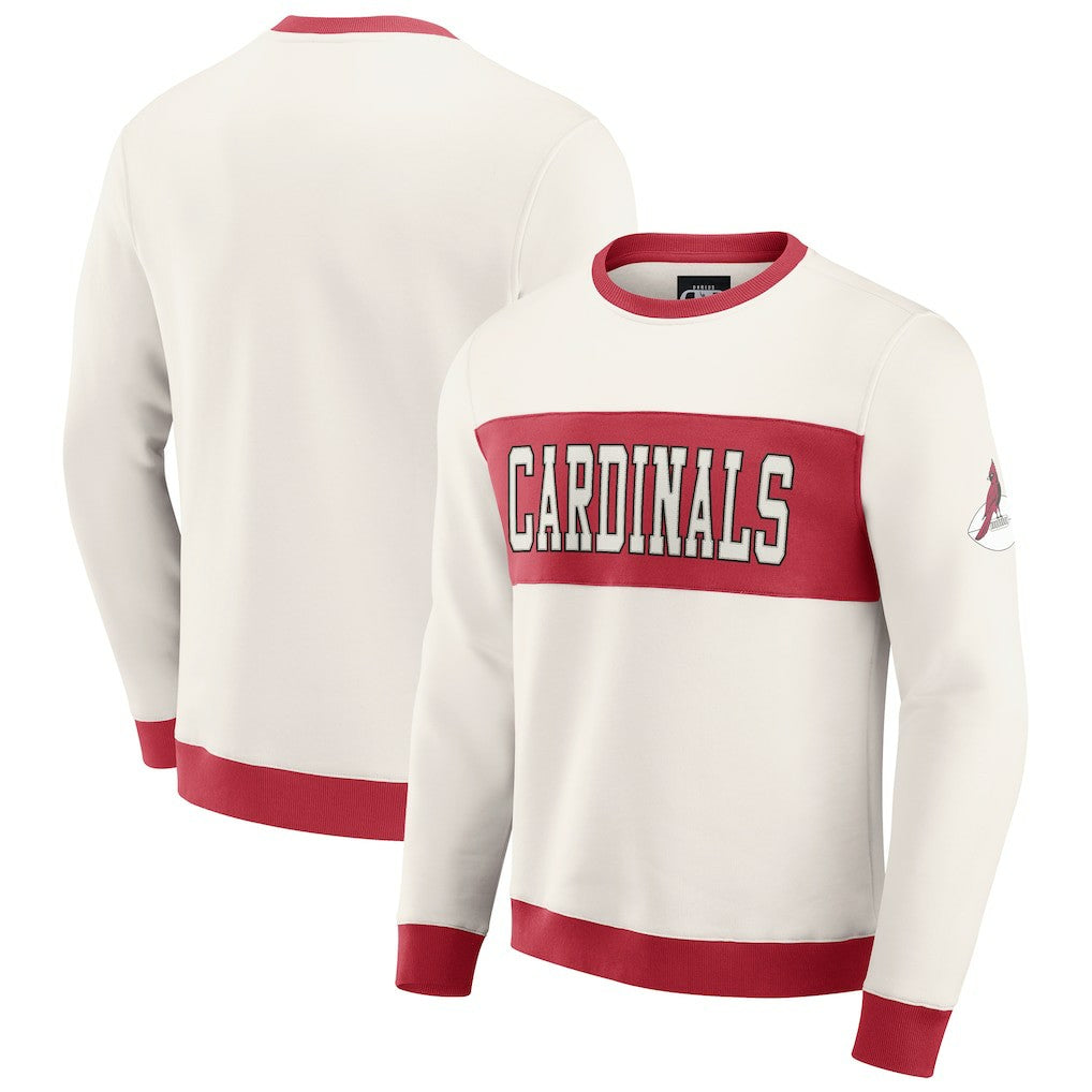 Arizona Cardinals Darius Rucker Collection Colorblock Pullover Sweatshirt - Cream - Fanatics