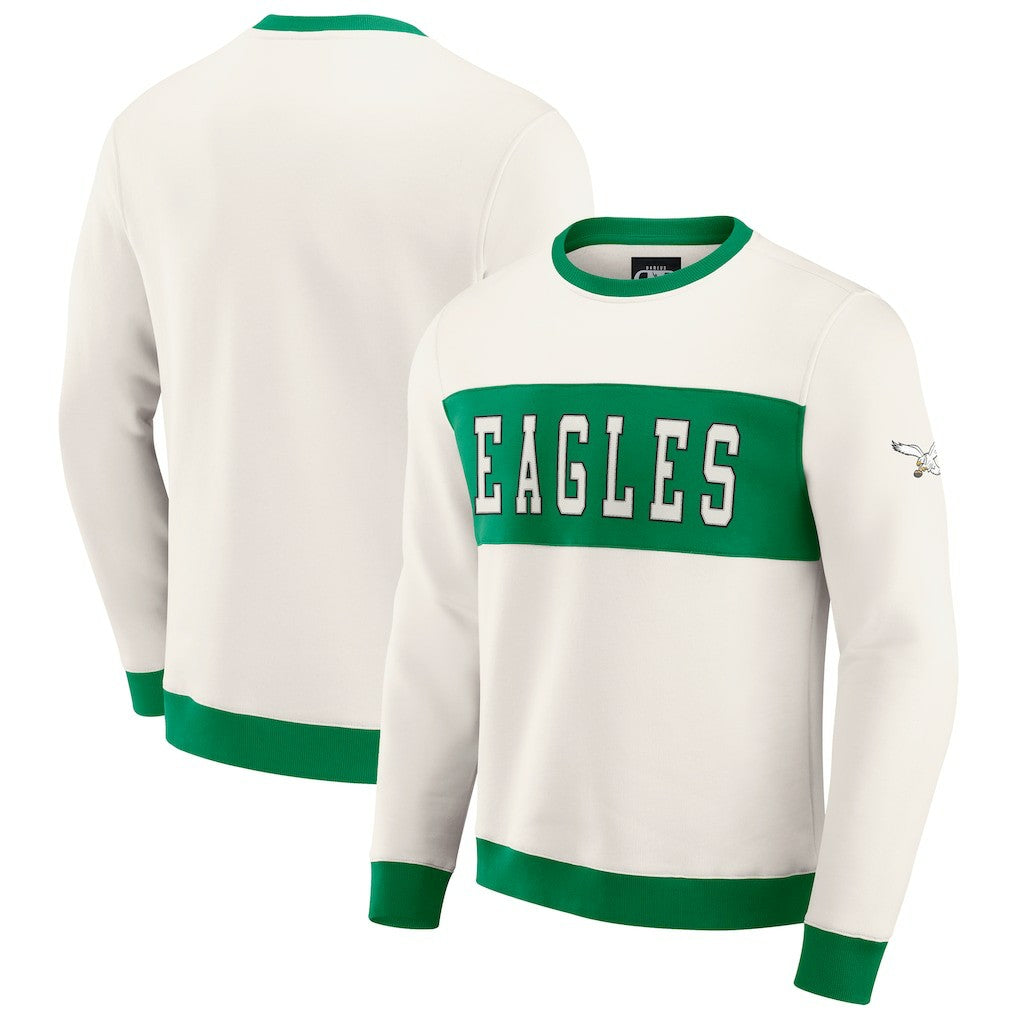 Philadelphia Eagles Darius Rucker Collection Colorblock Pullover Sweatshirt - Cream - Fanatics