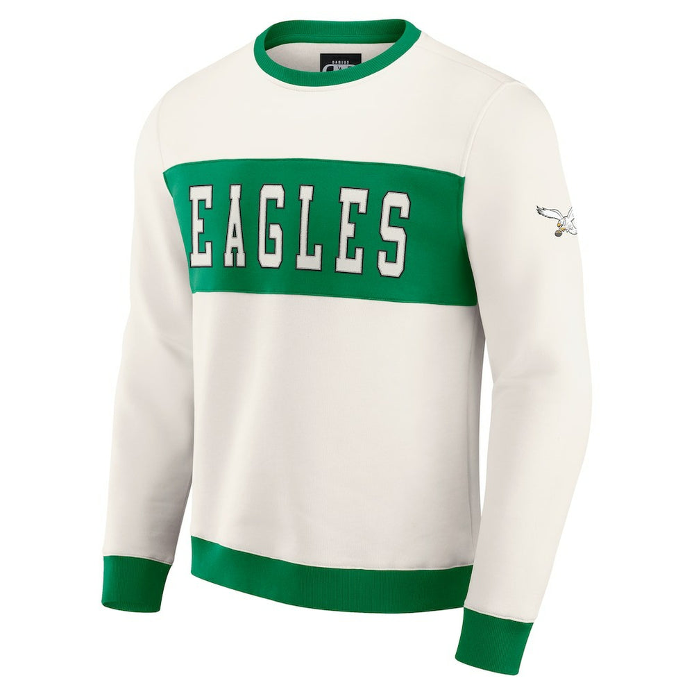 Philadelphia Eagles Darius Rucker Collection Colorblock Pullover Sweatshirt - Cream - Fanatics