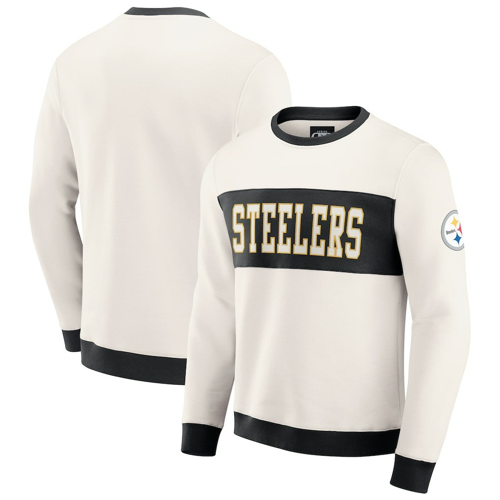 Pittsburgh Steelers Darius Rucker Collection Colorblock Pullover Sweatshirt - Cream - Fanatics