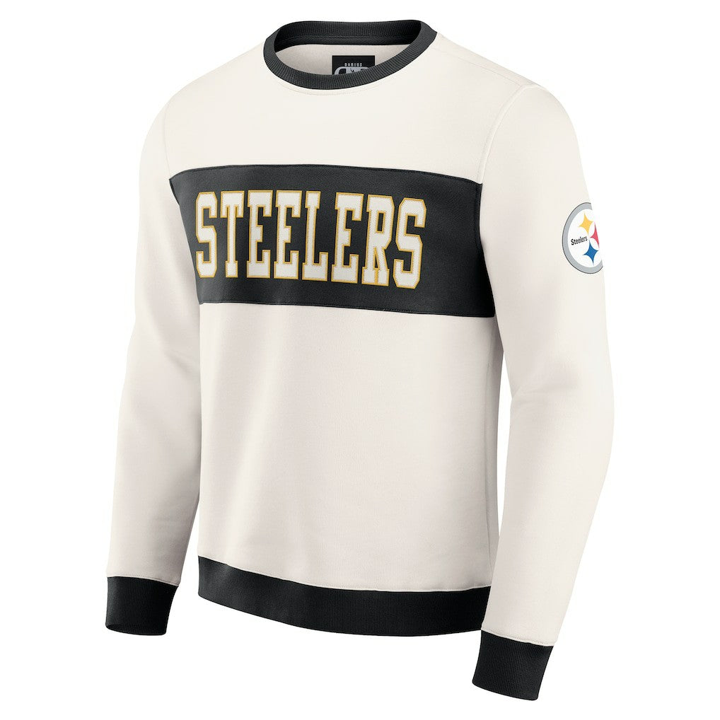 Pittsburgh Steelers Darius Rucker Collection Colorblock Pullover Sweatshirt - Cream - Fanatics