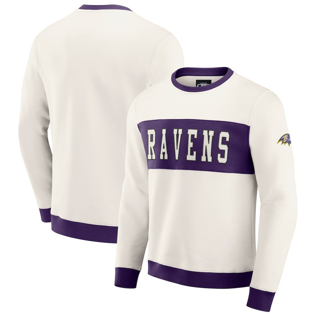 Baltimore Ravens Darius Rucker Collection Colorblock Pullover Sweatshirt - Cream - Fanatics