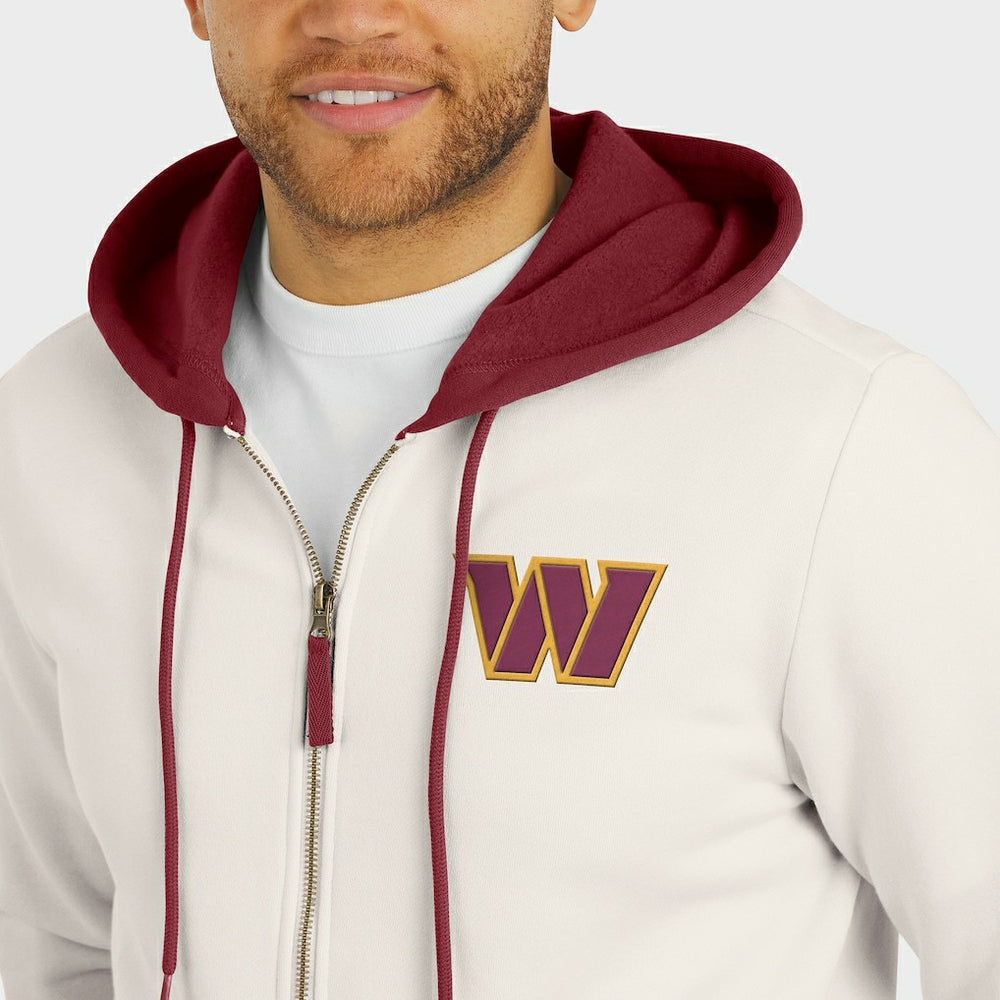 Washington Commanders Darius Rucker Collection Distressed Graphics Full-Zip Hoodie - Cream - Fanatics