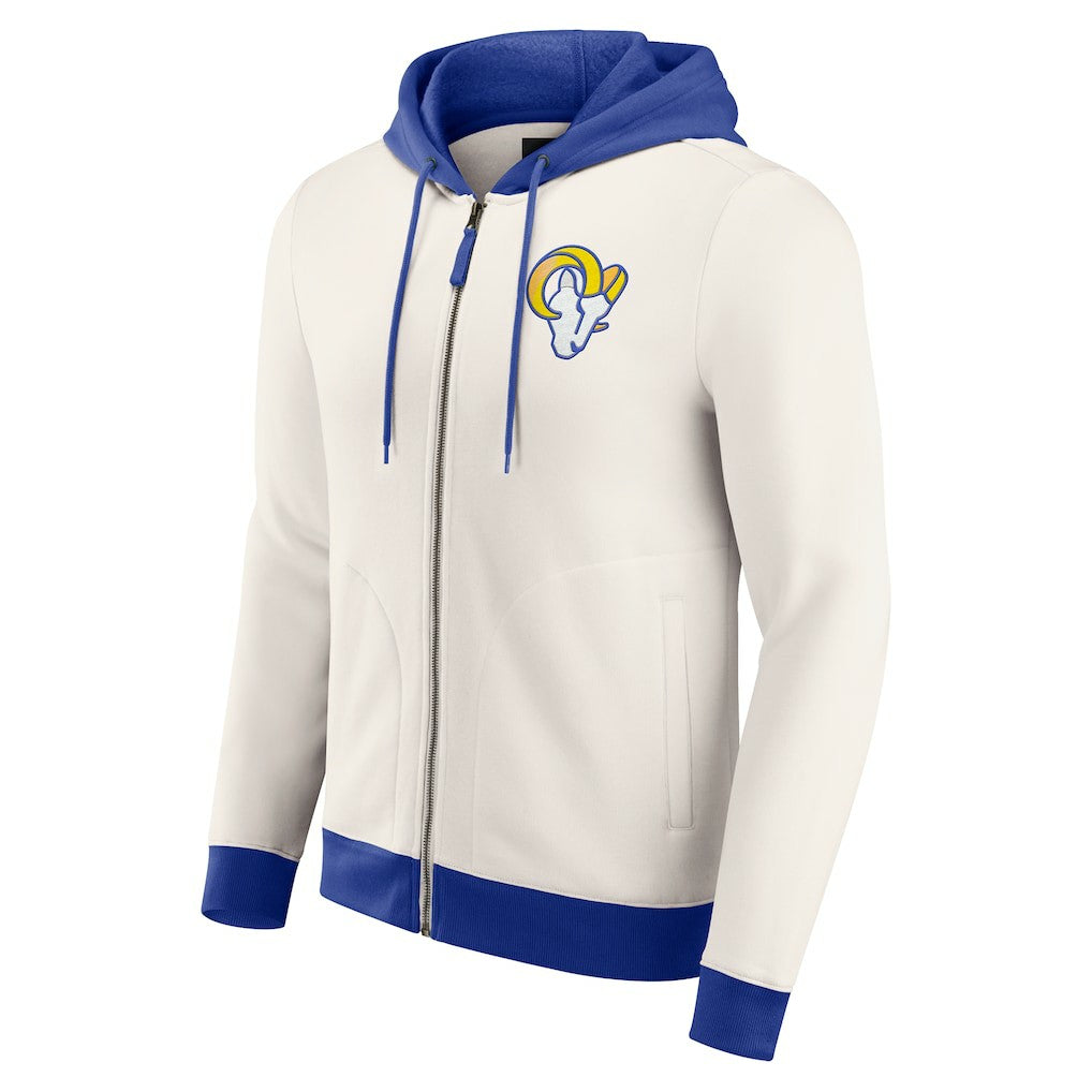 Los Angeles Rams Darius Rucker Collection Distressed Graphics Full-Zip Hoodie - Cream - Fanatics
