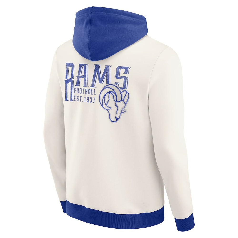 Los Angeles Rams Darius Rucker Collection Distressed Graphics Full-Zip Hoodie - Cream - Fanatics