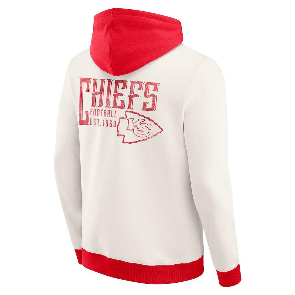 Kansas City Chiefs Darius Rucker Collection Distressed Graphics Full-Zip Hoodie - Cream - Fanatics