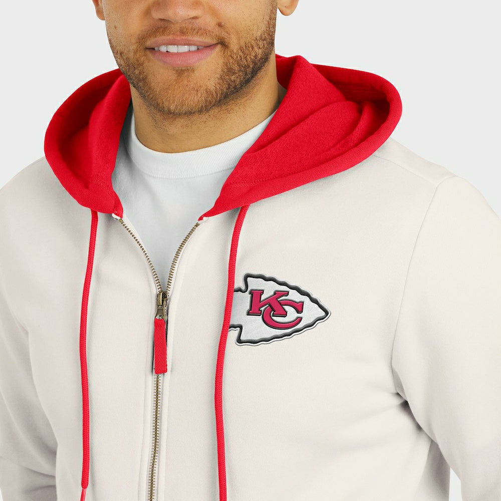 Kansas City Chiefs Darius Rucker Collection Distressed Graphics Full-Zip Hoodie - Cream - Fanatics