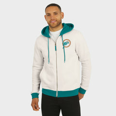 Miami Dolphins Darius Rucker Collection Distressed Graphics Full-Zip Hoodie - Cream - Fanatics