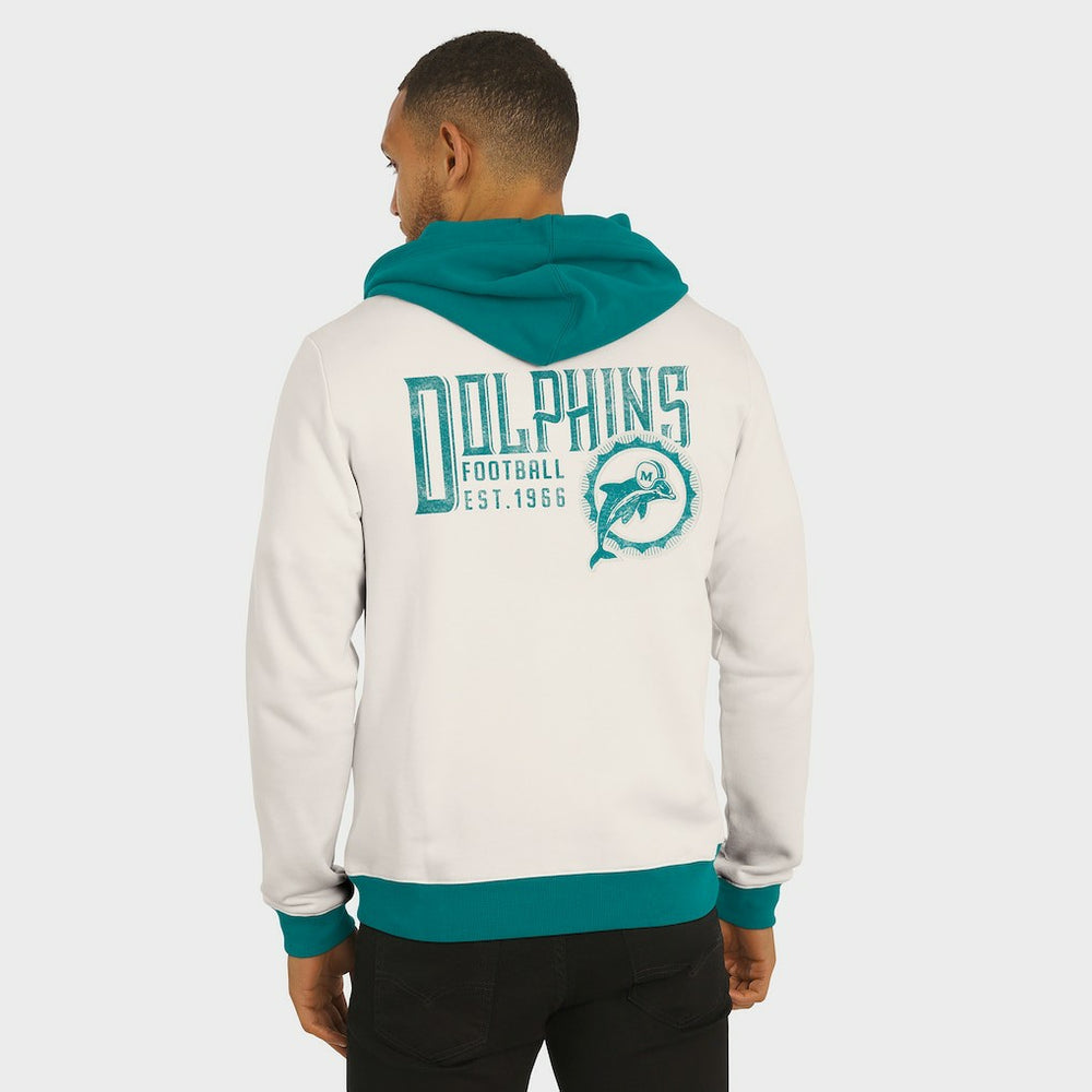 Miami Dolphins Darius Rucker Collection Distressed Graphics Full-Zip Hoodie - Cream - Fanatics