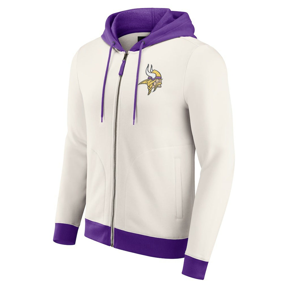 Minnesota Vikings Darius Rucker Collection Distressed Graphics Full-Zip Hoodie - Cream - Fanatics