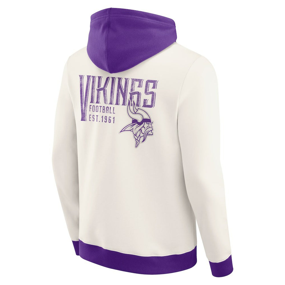 Minnesota Vikings Darius Rucker Collection Distressed Graphics Full-Zip Hoodie - Cream - Fanatics