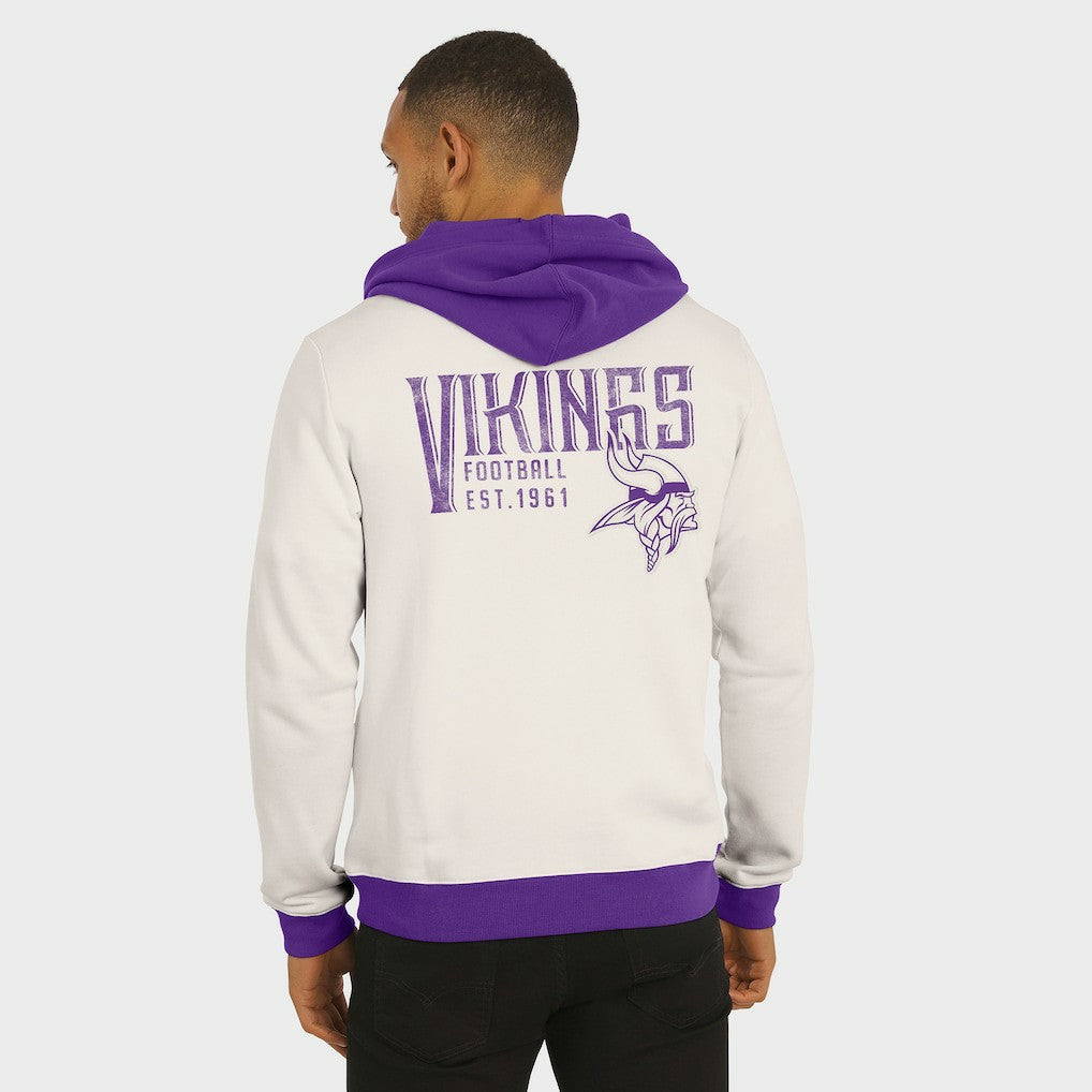 Minnesota Vikings Darius Rucker Collection Distressed Graphics Full-Zip Hoodie - Cream - Fanatics