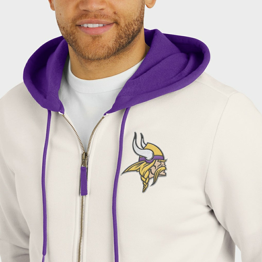 Minnesota Vikings Darius Rucker Collection Distressed Graphics Full-Zip Hoodie - Cream - Fanatics