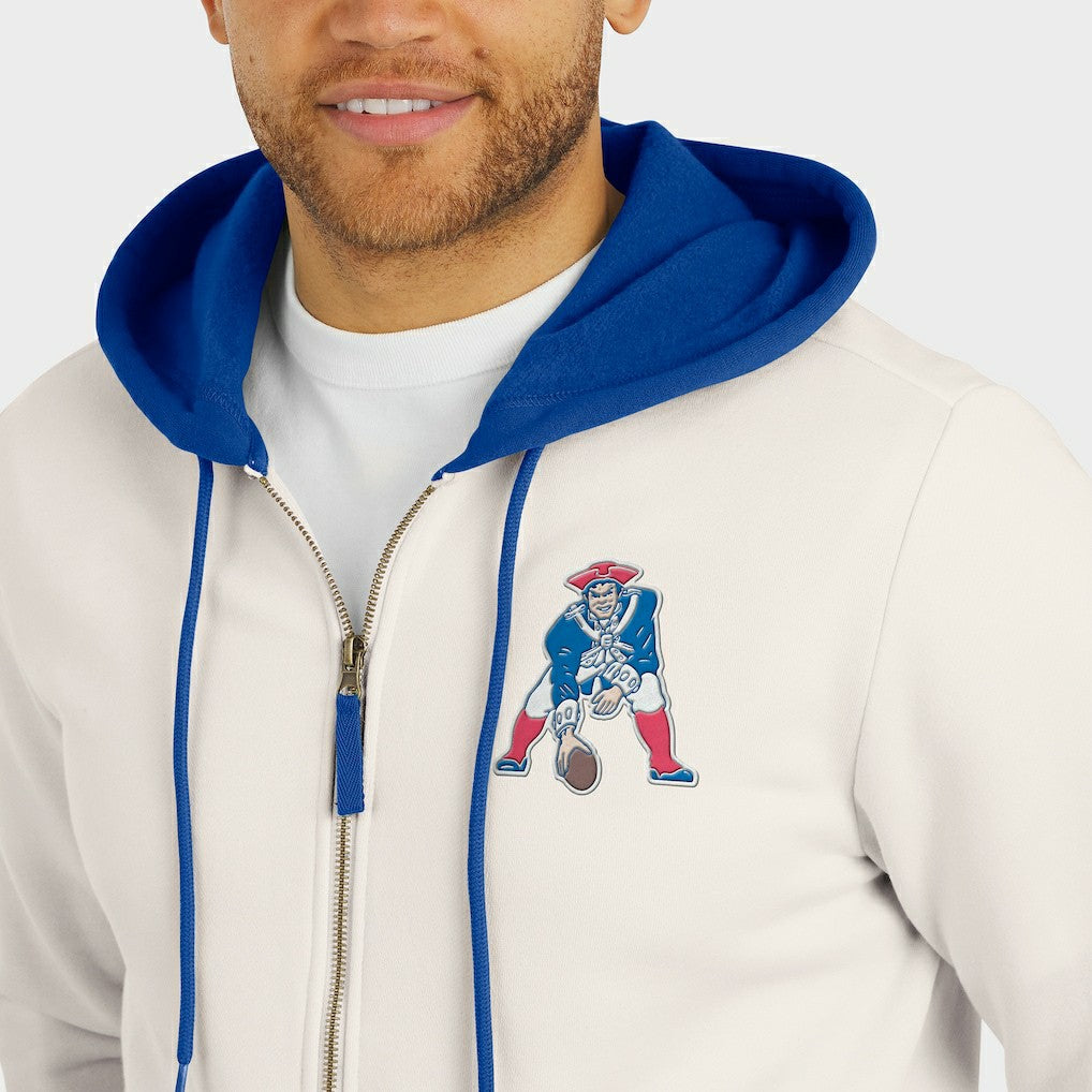 New England Patriots Darius Rucker Collection Distressed Graphics Full-Zip Hoodie - Cream - Fanatics
