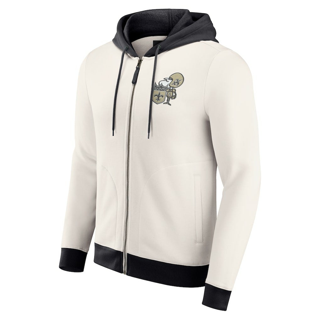 New Orleans Saints Darius Rucker Collection Distressed Graphics Full-Zip Hoodie - Cream - Fanatics