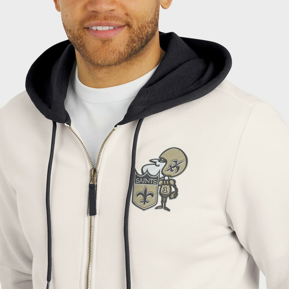 New Orleans Saints Darius Rucker Collection Distressed Graphics Full-Zip Hoodie - Cream - Fanatics