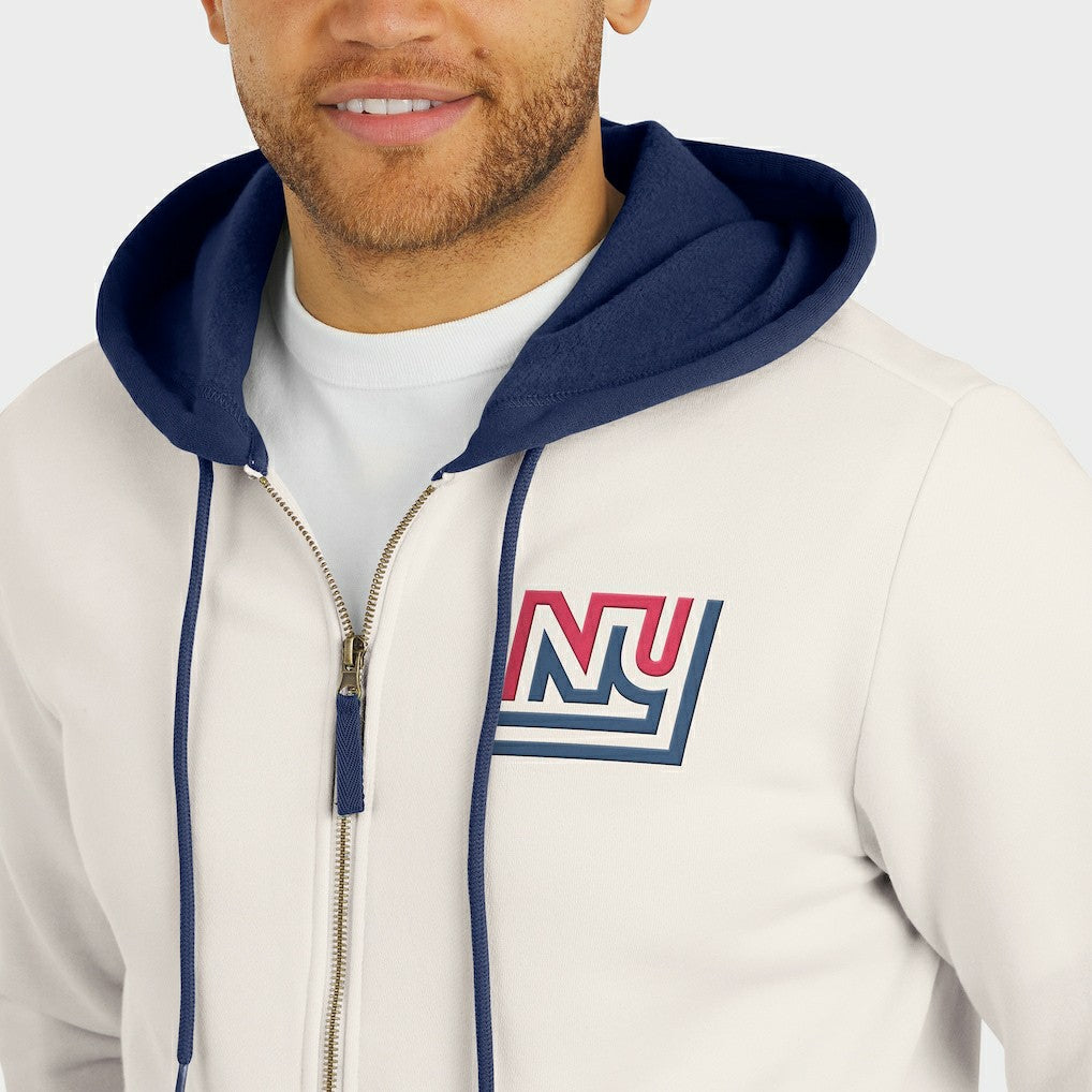 New York Giants Darius Rucker Collection Distressed Graphics Full-Zip Hoodie - Cream - Fanatics