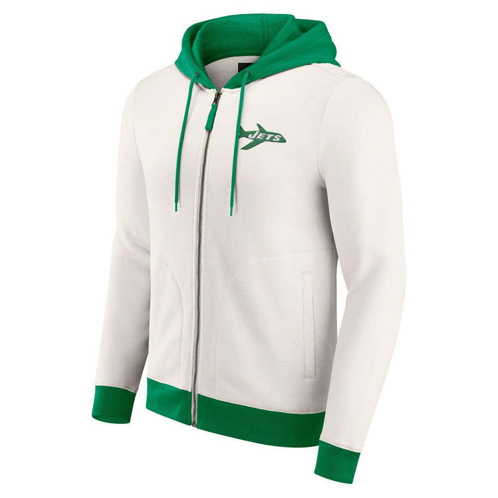 New York Jets Darius Rucker Collection Distressed Graphics Full-Zip Hoodie - Cream - Fanatics