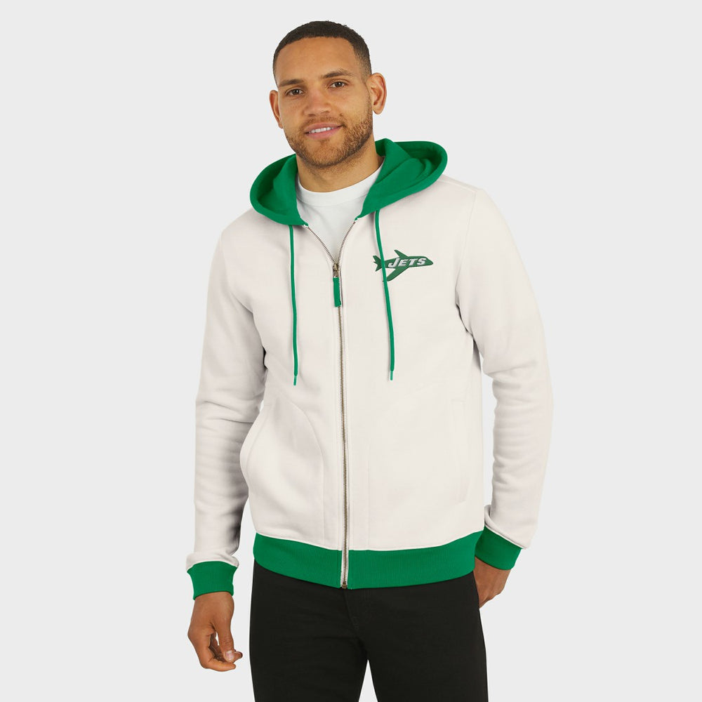 New York Jets Darius Rucker Collection Distressed Graphics Full-Zip Hoodie - Cream - Fanatics