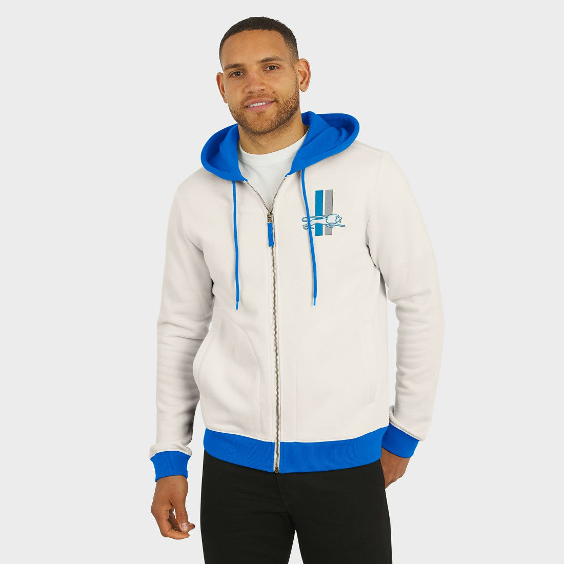 Detroit Lions Darius Rucker Collection Distressed Graphics Full-Zip Hoodie - Cream - Fanatics