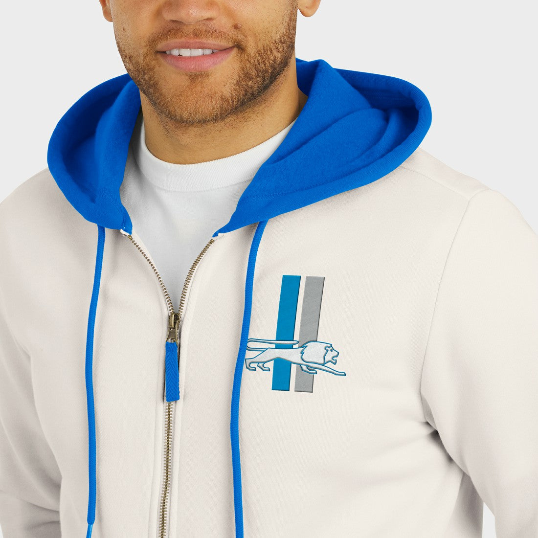 Detroit Lions Darius Rucker Collection Distressed Graphics Full-Zip Hoodie - Cream - Fanatics