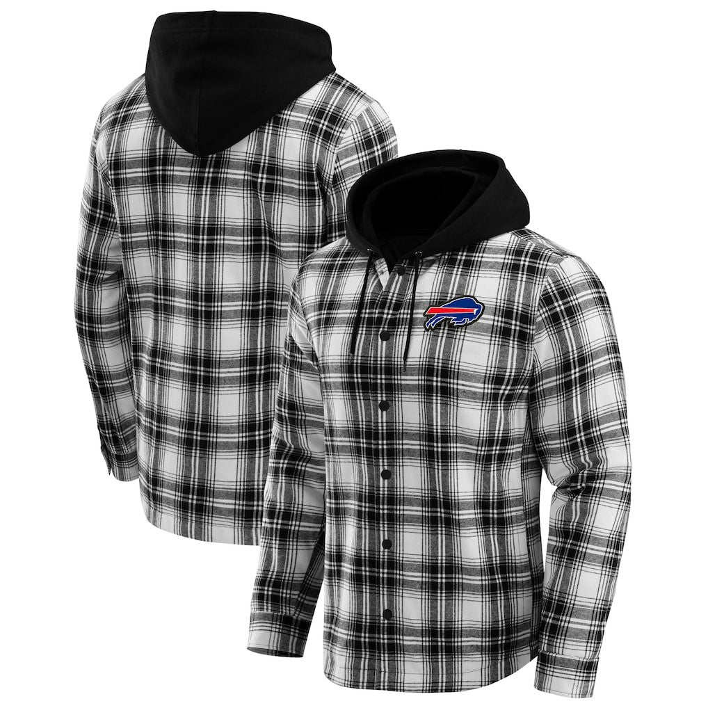 Buffalo Bills NFL x Darius Rucker Collection Plaid Flannel Quilted Full-Snap Hooded Shacket - Black - Fanatics