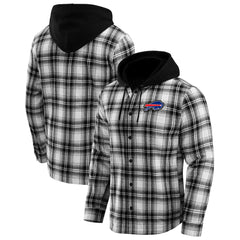 Buffalo Bills NFL x Darius Rucker Collection Plaid Flannel Quilted Full-Snap Hooded Shacket - Black - Fanatics
