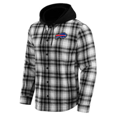Buffalo Bills NFL x Darius Rucker Collection Plaid Flannel Quilted Full-Snap Hooded Shacket - Black - Fanatics