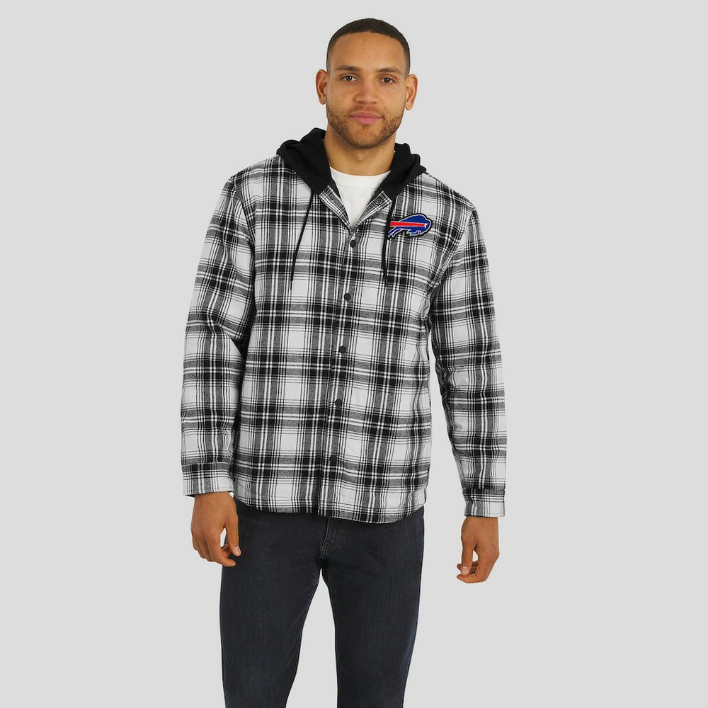 Buffalo Bills NFL x Darius Rucker Collection Plaid Flannel Quilted Full-Snap Hooded Shacket - Black - Fanatics