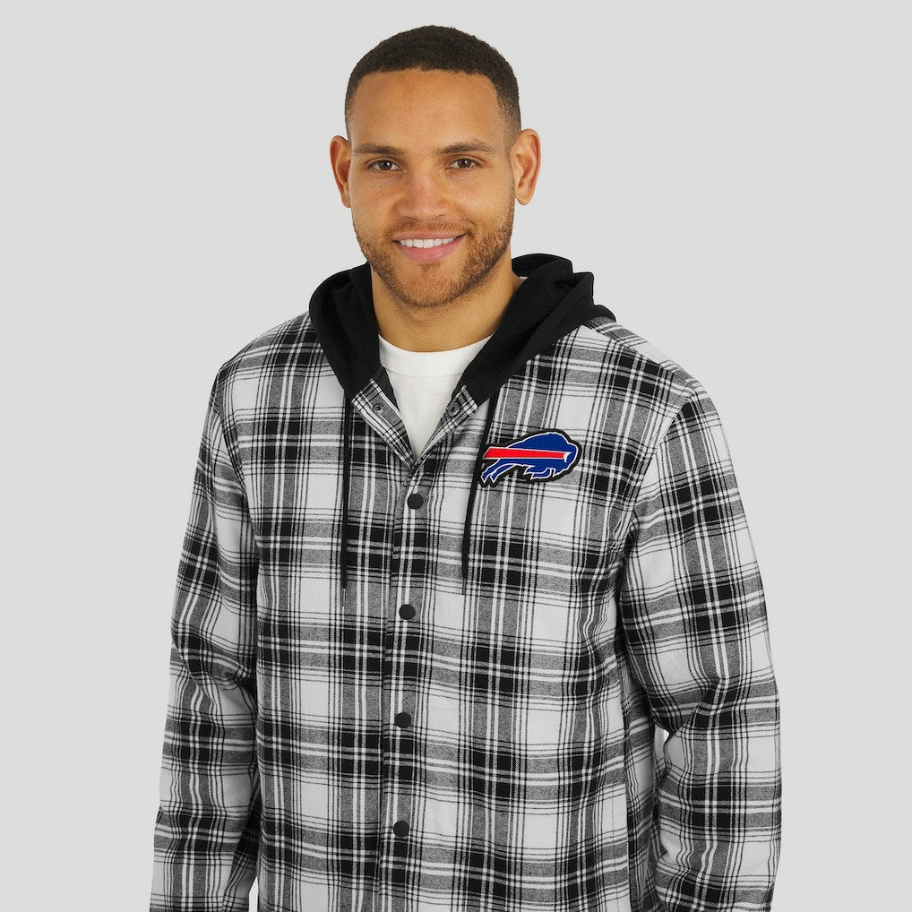 Buffalo Bills NFL x Darius Rucker Collection Plaid Flannel Quilted Full-Snap Hooded Shacket - Black - Fanatics