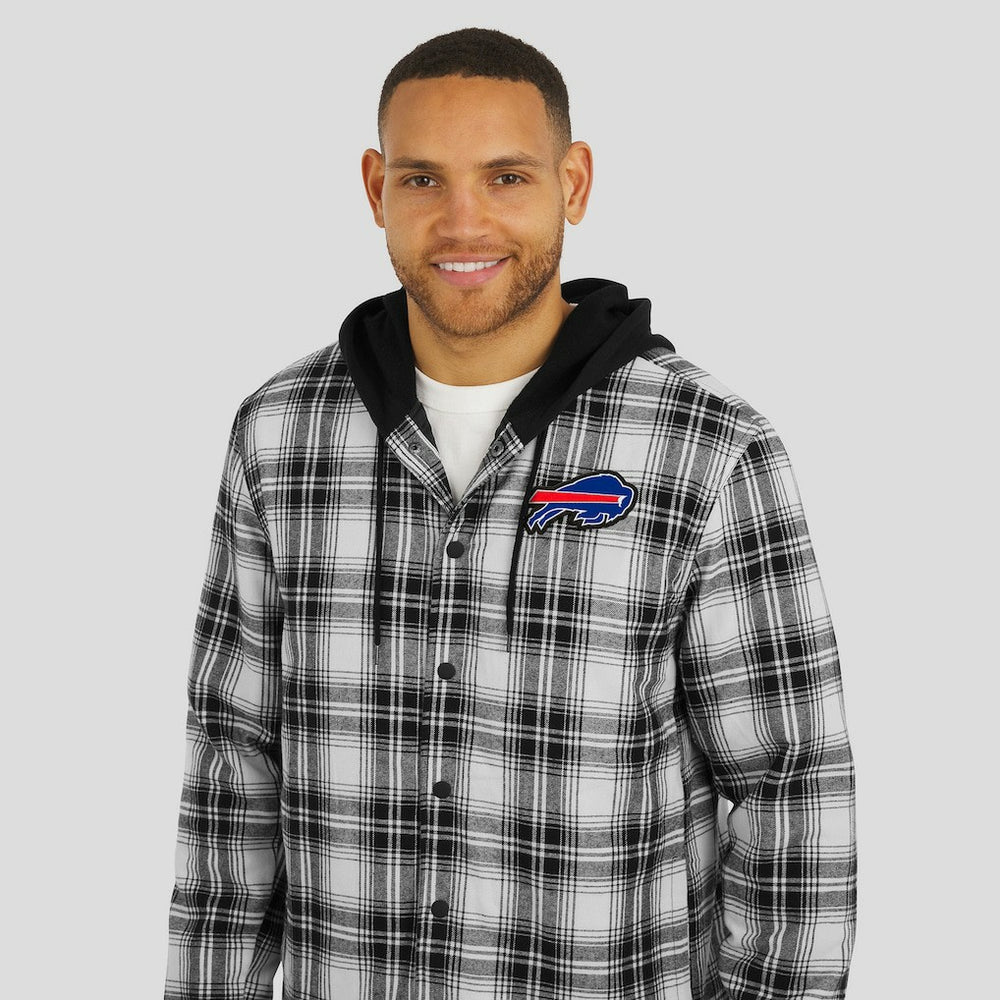 Buffalo Bills NFL x Darius Rucker Collection Plaid Flannel Quilted Full-Snap Hooded Shacket - Black - Fanatics
