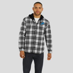 Detroit Lions NFL x Darius Rucker Collection Plaid Flannel Quilted Full-Snap Hooded Shacket - Black - Fanatics