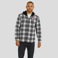 Kansas City Chiefs NFL x Darius Rucker Collection Plaid Flannel Quilted Full-Snap Hooded Shacket - Black - Fanatics
