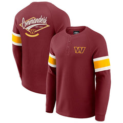 Washington Commanders Darius Rucker Collection Waffle-Knit Raglan Long Sleeve Henley T-Shirt - Burgundy - Fanatics