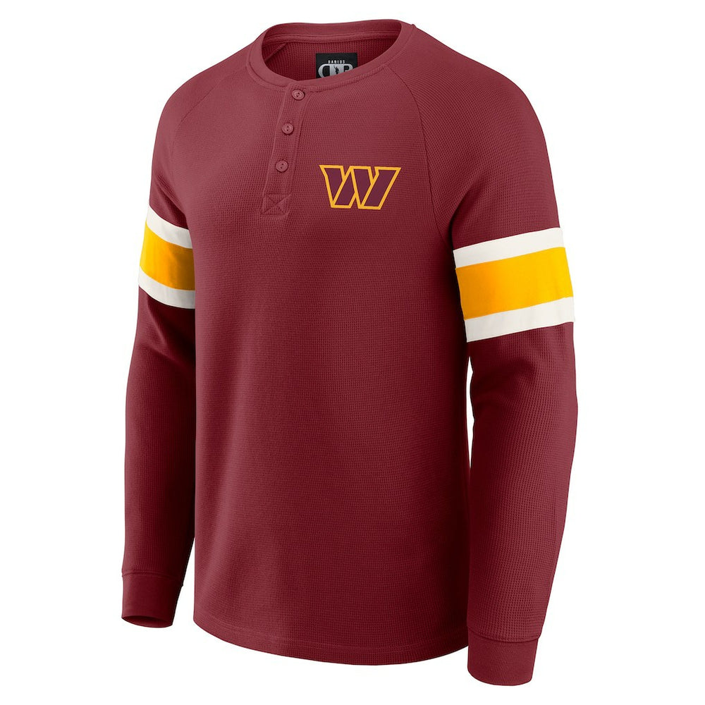 Washington Commanders Darius Rucker Collection Waffle-Knit Raglan Long Sleeve Henley T-Shirt - Burgundy - Fanatics