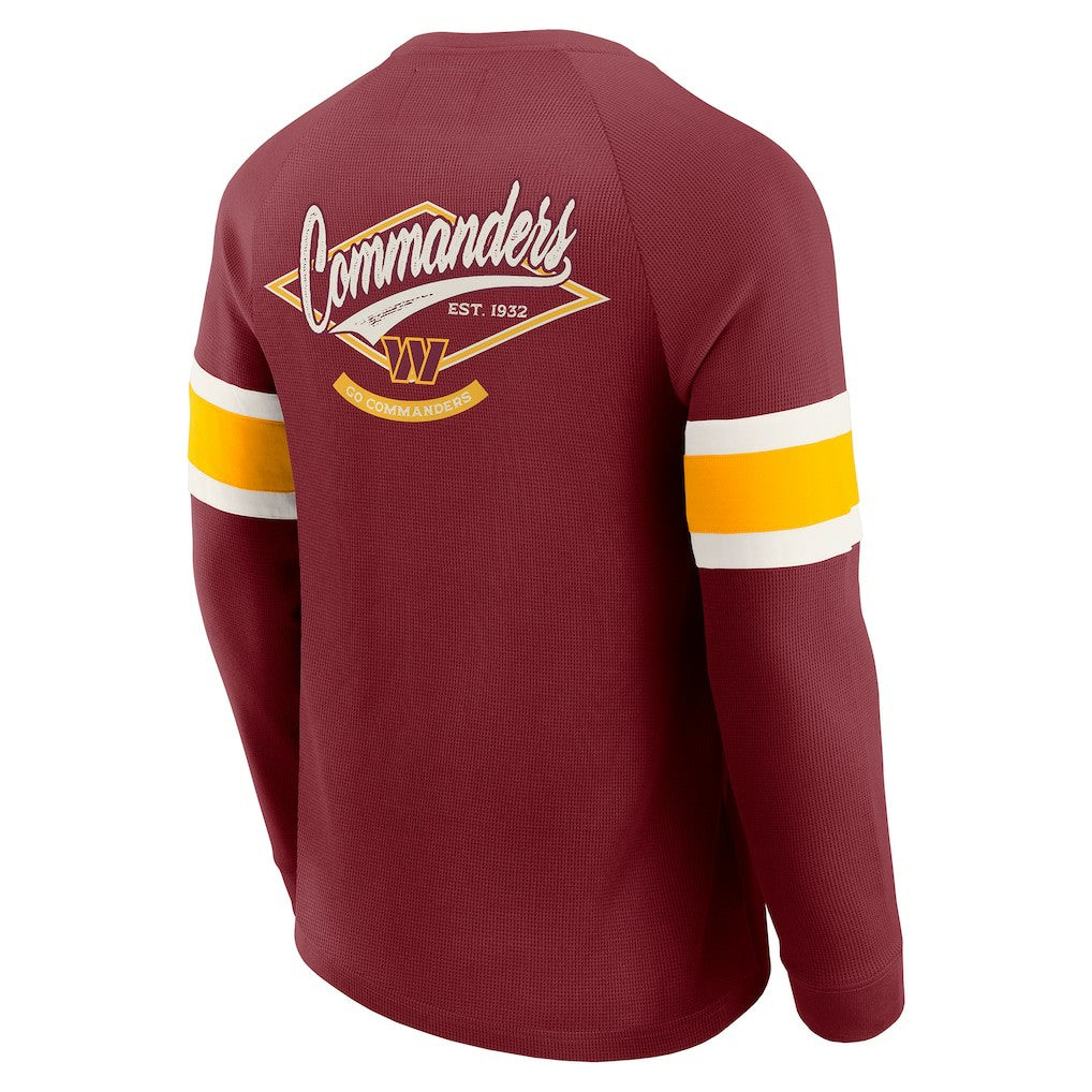 Washington Commanders Darius Rucker Collection Waffle-Knit Raglan Long Sleeve Henley T-Shirt - Burgundy - Fanatics