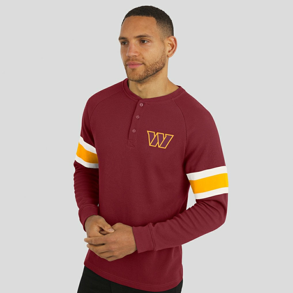 Washington Commanders Darius Rucker Collection Waffle-Knit Raglan Long Sleeve Henley T-Shirt - Burgundy - Fanatics