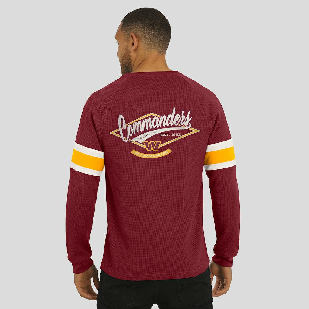 Washington Commanders Darius Rucker Collection Waffle-Knit Raglan Long Sleeve Henley T-Shirt - Burgundy - Fanatics