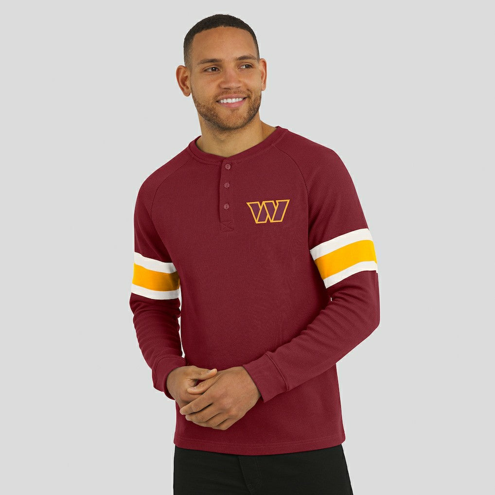Washington Commanders Darius Rucker Collection Waffle-Knit Raglan Long Sleeve Henley T-Shirt - Burgundy - Fanatics