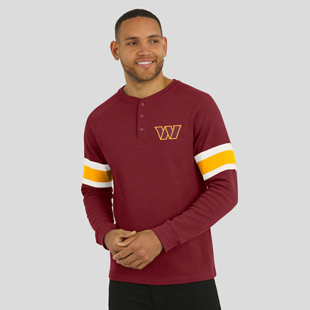 Washington Commanders Darius Rucker Collection Waffle-Knit Raglan Long Sleeve Henley T-Shirt - Burgundy - Fanatics