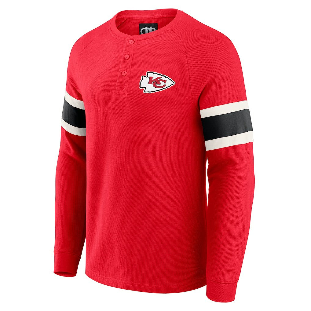 Kansas City Chiefs Darius Rucker Collection Waffle-Knit Raglan Long Sleeve Henley T-Shirt - Red - Fanatics