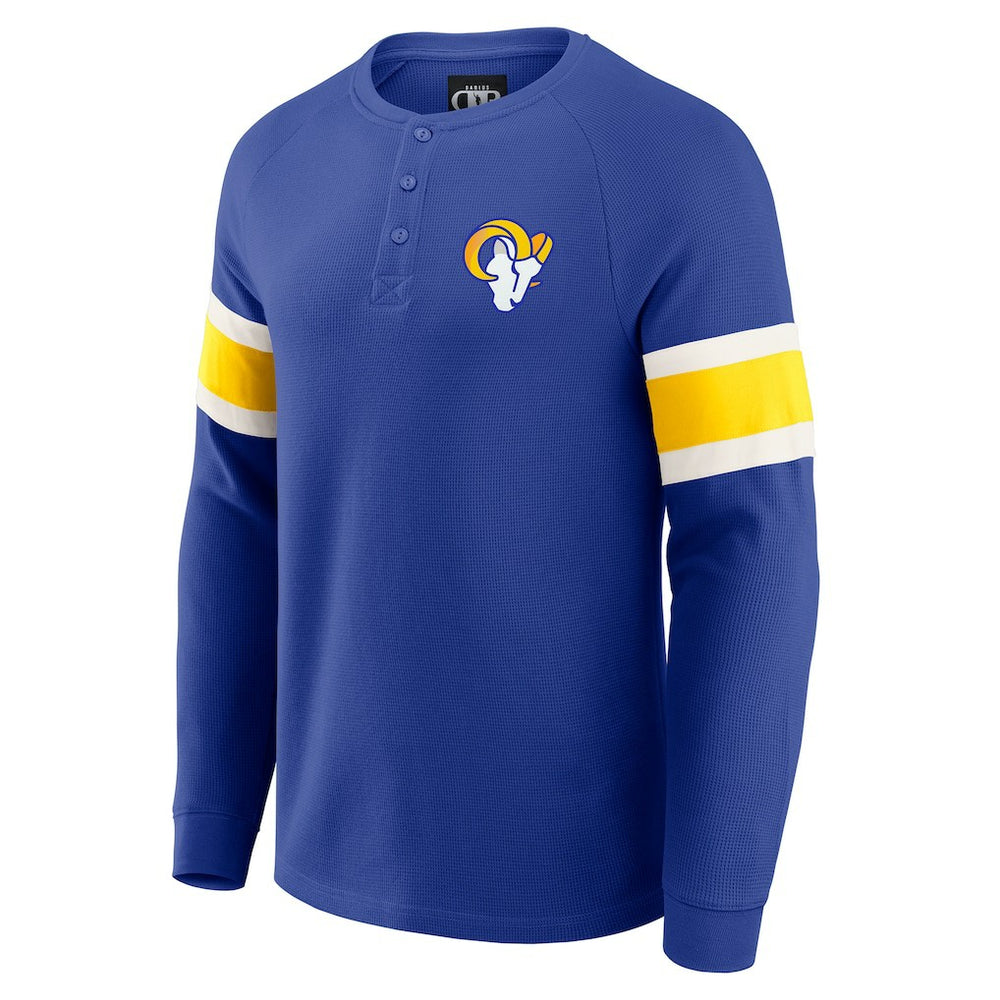 Los Angeles Rams Darius Rucker Collection Waffle-Knit Raglan Long Sleeve Henley T-Shirt - Royal - Fanatics