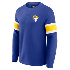 Los Angeles Rams Darius Rucker Collection Waffle-Knit Raglan Long Sleeve Henley T-Shirt - Royal - Fanatics