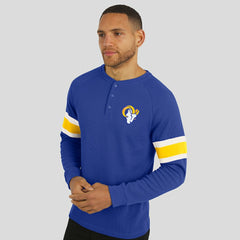 Los Angeles Rams Darius Rucker Collection Waffle-Knit Raglan Long Sleeve Henley T-Shirt - Royal - Fanatics