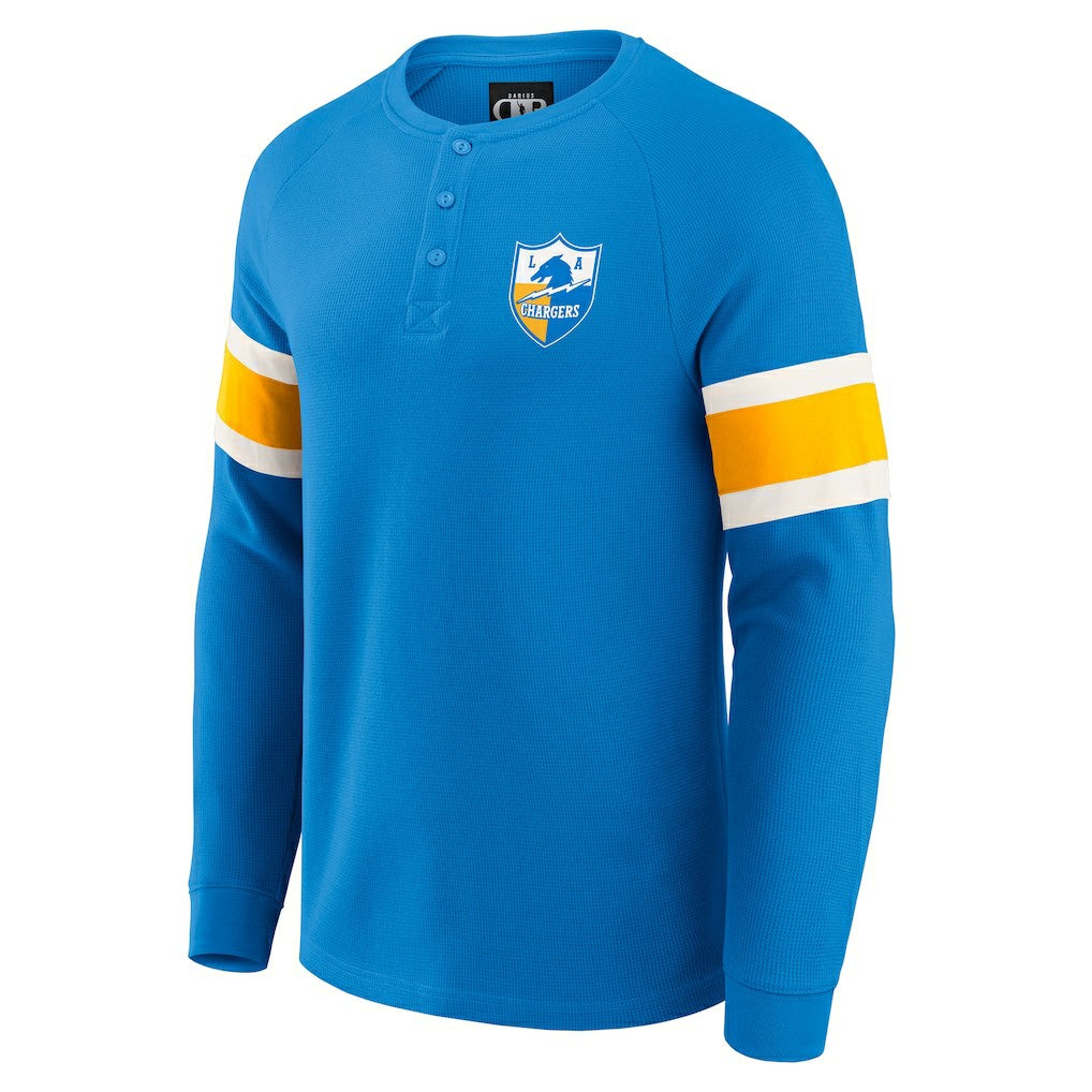 Los Angeles Chargers Darius Rucker Collection Waffle-Knit Raglan Long Sleeve Henley T-Shirt - Powder Blue - Fanatics
